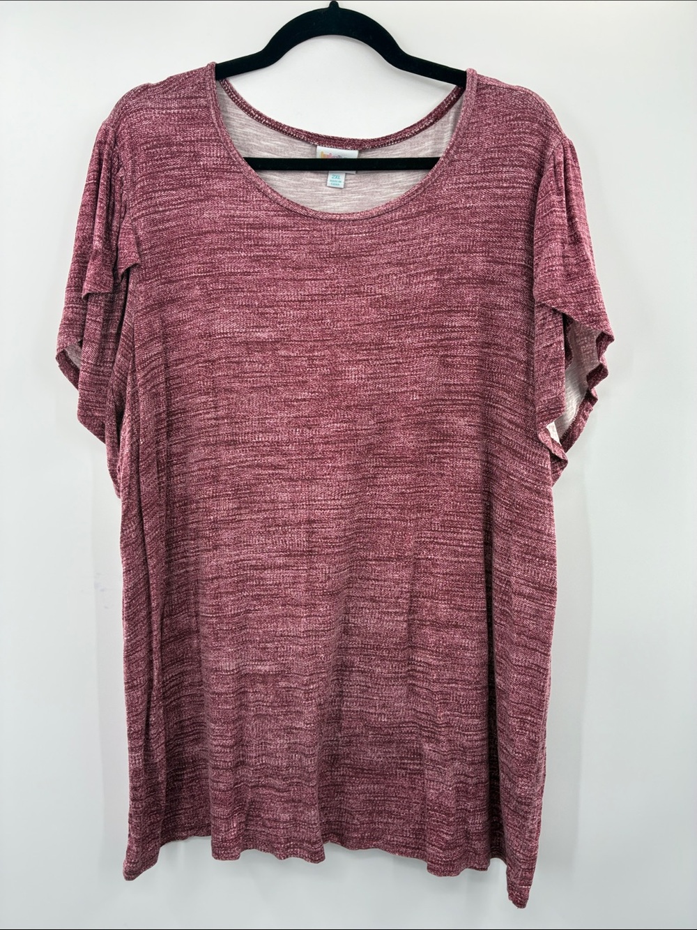 LuLaRoe Scoop Neck Short Ruffle Sleeve Top - Dusty Mauve size 2X